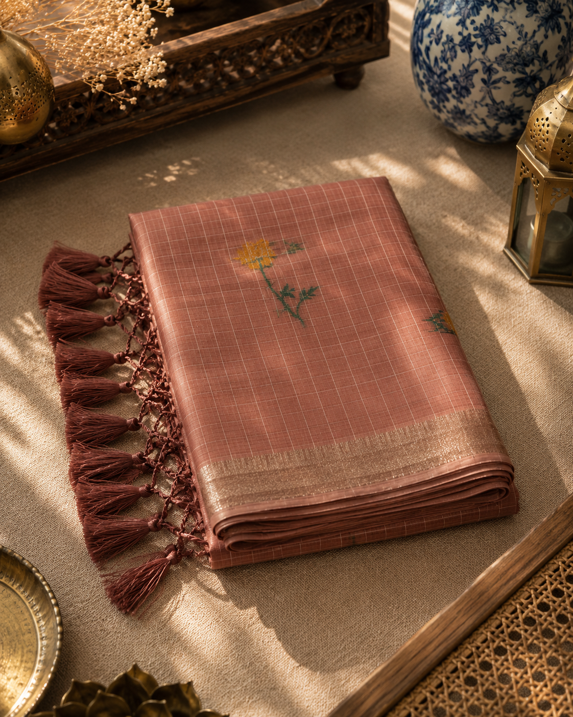 Tusser Checks Saree (TCS-001)