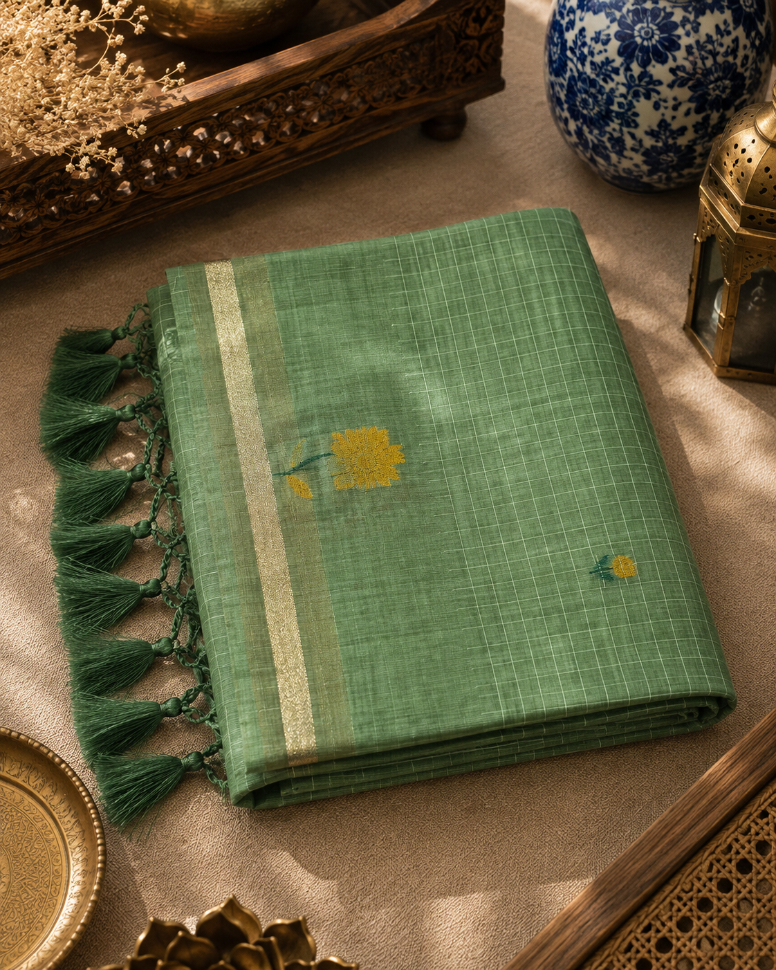 Tusser Checks Saree (TCS-001)