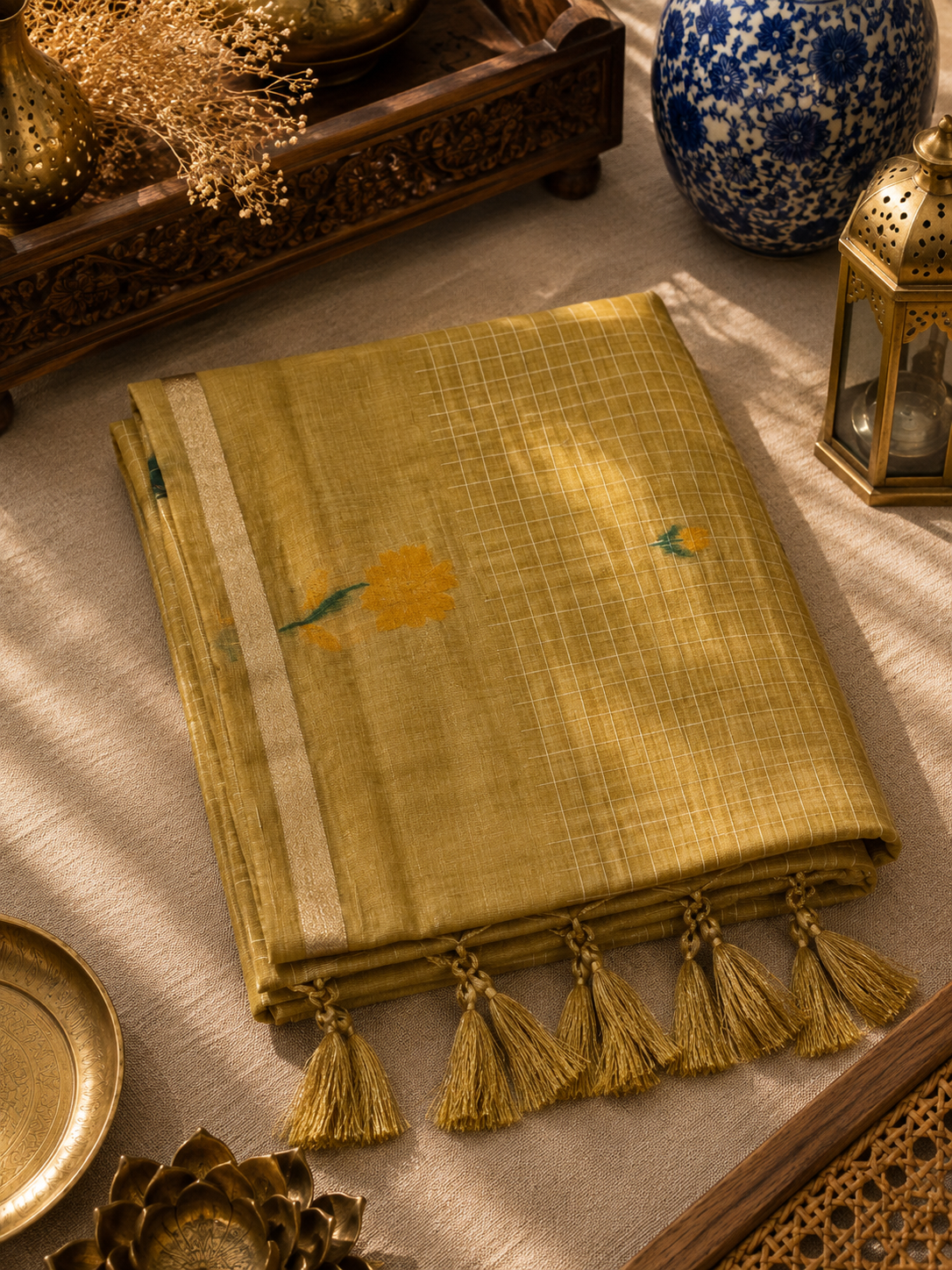 Tusser Checks Saree (TCS-001)